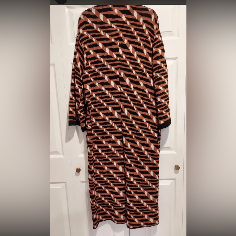 MISSONI Knit Wool Blend Long Duster Cardigan Sweater Coat Black Brown size IT42 - Picture 2 of 7